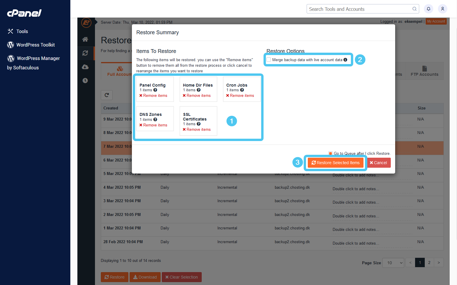 JetBackup 5 - Confirm Full Backup Rollback