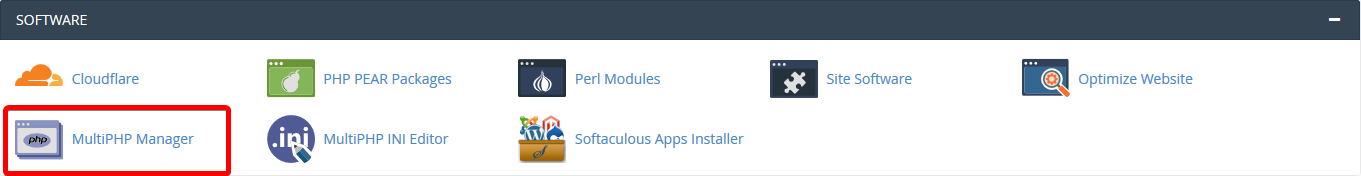 Vælg 'MultiPHP Manager'
